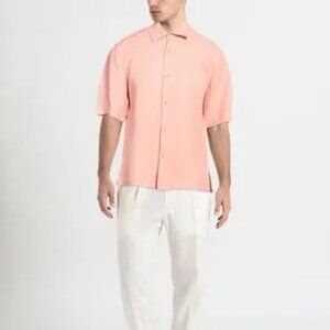 NWT: Sandro Linen Blend Short Sleeve Shirt